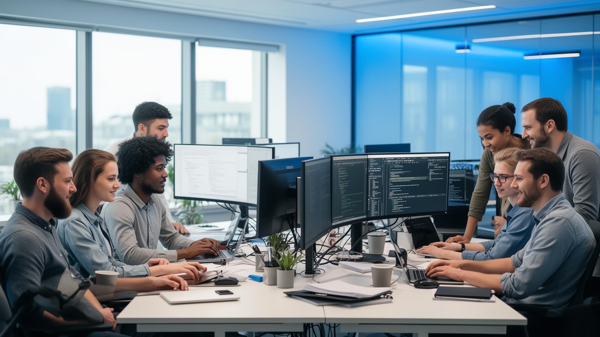 The CodeCraft AI engineering team collaborating
